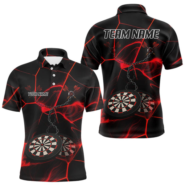 Maxcorners Flame Dartboard & Chains Darts Shirt For Men - Custom Name & Team Jersey | Opt1 - Red LM3006