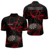 Maxcorners Flame Dartboard & Chains Darts Shirt For Men - Custom Name & Team Jersey | Opt1 - Red LM3006