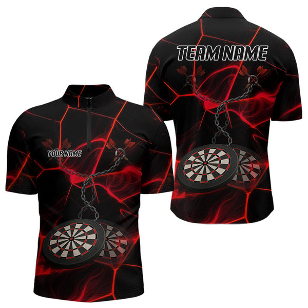 Maxcorners Flame Dartboard & Chains Darts Shirt For Men - Custom Name & Team Jersey | Opt1 - Red LM3006