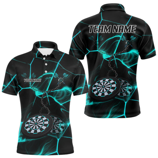 Maxcorners Flame Dartboard & Chains Darts Shirt For Men - Custom Name & Team Jersey | Opt2 - Turquoise LM3006