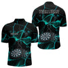 Maxcorners Flame Dartboard & Chains Darts Shirt For Men - Custom Name & Team Jersey | Opt2 - Turquoise LM3006