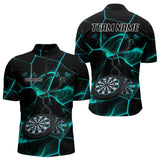Maxcorners Flame Dartboard & Chains Darts Shirt For Men - Custom Name & Team Jersey | Opt2 - Turquoise LM3006