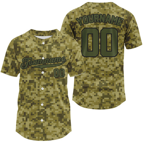 Maxcorners Personalized Army Green Baseball Jerseys Custom Camouflage Baseball Jersey For Men & Youth LM2608