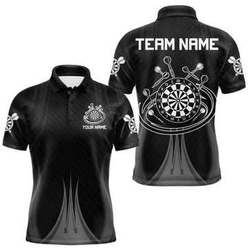 Maxcorners Black And White Darts Polo & 1/4-Zip Shirt For Men Personalized Darts Team Attire LM2709