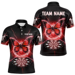 Maxcorners Lightning Butterfly Dartboard Custom Red Mens Polo Dart Shirt Funny Dart Jerseys MT2510