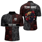 Maxcorners Red Rose Skulls And Dartboard Style Dart Shirts For Men, Custom Dart Jerseys LM243
