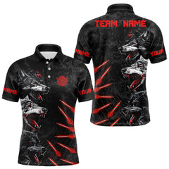 Maxcorners Black And Red Wolfs With Dart Arrows Dart Shirts For Men, Custom Dart Jerseys