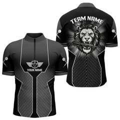 Maxcorners Dart Arrow & Lion Head Black Darts Shirt For Men - Custom Team & Player Name LM1625