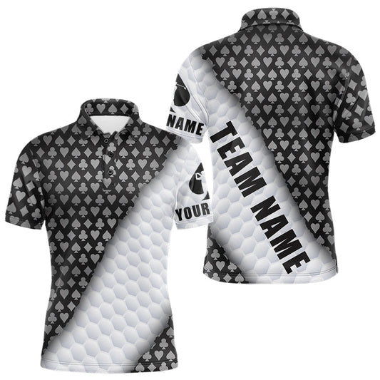 Maxcorners Mens Grey Poker Golf Shirt Custom Poker White Golf Ball Polo, Golf Team Outfits For Golfers LM2405