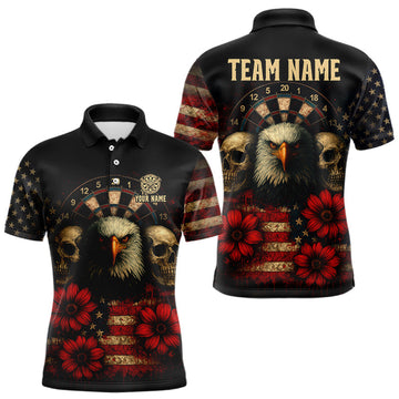 Maxcorners Personalized Eagle Darts Shirt - American Flag Patriotic Archery Jerseys For Men LM2408