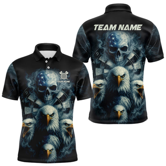 Maxcorners Personalized Eagles Skull Dart Shirt Custom Dartboard Team Dart Jerseys For Men LM2408