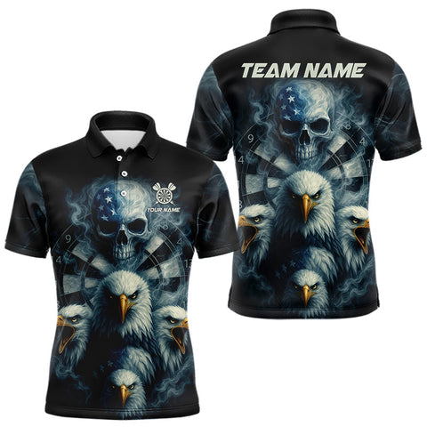 Maxcorners Personalized Eagles Skull Dart Shirt Custom Dartboard Team Dart Jerseys For Men LM2408