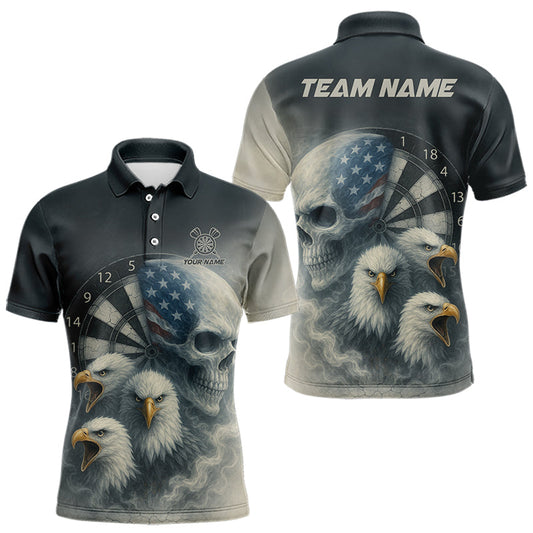 Maxcorners Personalized Patriotic Dart Shirt Custom Eagle Skull Dartboard Dart Jerseys For Men LM2408