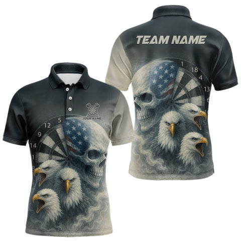 Maxcorners Personalized Patriotic Dart Shirt Custom Eagle Skull Dartboard Dart Jerseys For Men LM2408