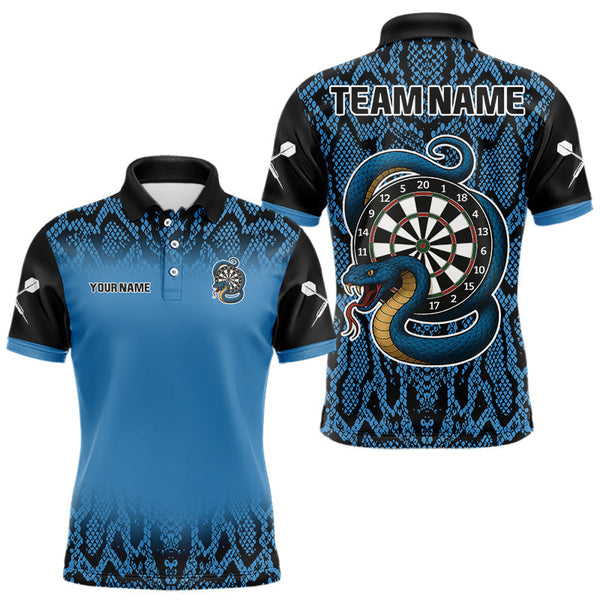 Maxcorners Navy Snake & Reptile Skin With Striking Dartboard Darts Shirt For Men - Custom Name LM1625