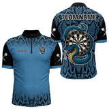 Maxcorners Navy Snake & Reptile Skin With Striking Dartboard Darts Shirt For Men - Custom Name LM1625
