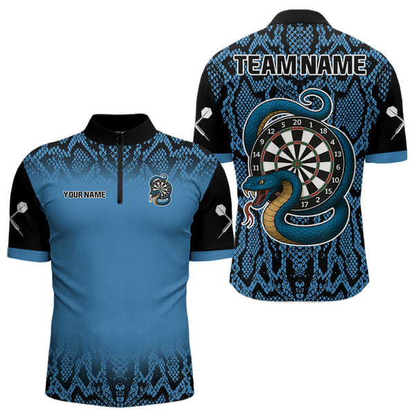 Maxcorners Navy Snake & Reptile Skin With Striking Dartboard Darts Shirt For Men - Custom Name LM1625