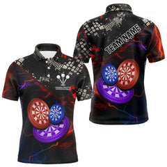 Maxcorners Colorful Thunder Dartboards Grunge Men's Darts Shirt - Custom Name & Team Jersey | Opt1 LM3006