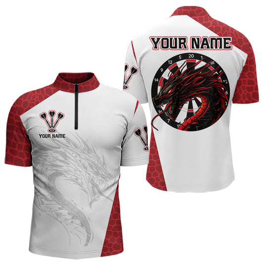 Maxcorners Personalized Black And Red Dartboard With Dragon Dart Shirts For Men, Dart Jerseys