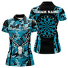 Maxcorners Turquoise Camo With Deer Head Skull Dart Shirts For Men, Custom Dart Jerseys LM263