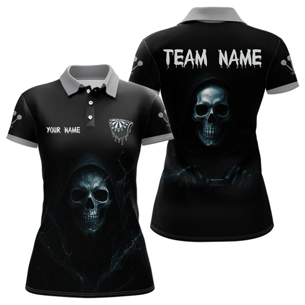Maxcorners Haunting Black Skulls Reaper Darts Team Shirt For Men - Custom Team & Player Name LM1625