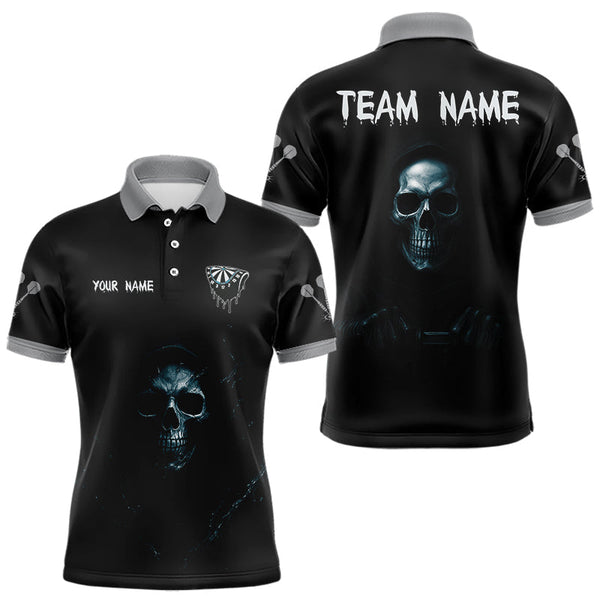 Maxcorners Haunting Black Skulls Reaper Darts Team Shirt For Men - Custom Team & Player Name LM1625