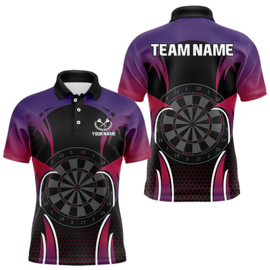 Maxcorners Colorful Gradient Dartboard Halftone Pattern Darts Shirt For Men - Custom Name LM1625