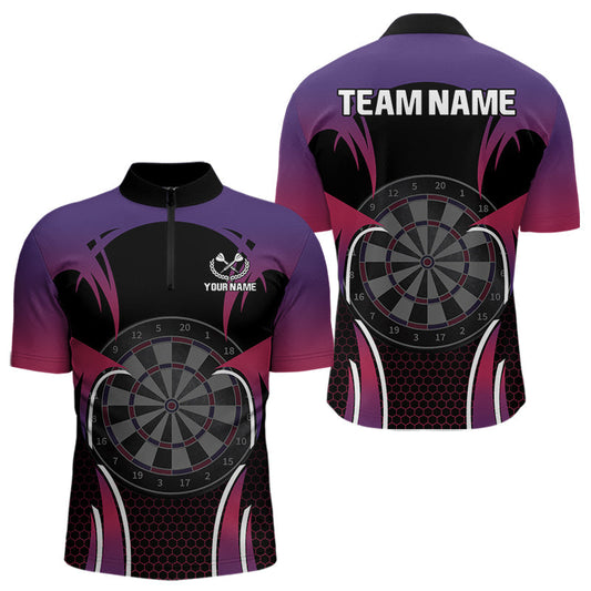 Maxcorners Colorful Gradient Dartboard Halftone Pattern Darts Shirt For Men - Custom Name LM1625