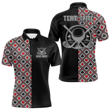Maxcorners Personalized Mens Golf Polo Shirt Custom Name Poker Cards Golfer Jersey Golf Team Uniform LM2709