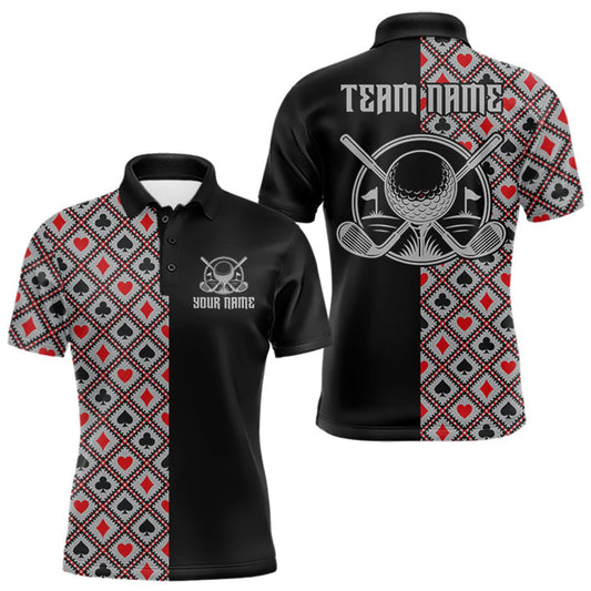 Maxcorners Personalized Mens Golf Polo Shirt Custom Name Poker Cards Golfer Jersey Golf Team Uniform LM2709