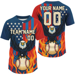 Maxcorners Men's Patriotic Baseball Jersey Custom US Flag Baseball Jersey For Newborns Personalized LM2608