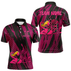 Maxcorners Custom Black And Pink Flamingo Dartboard Funny Dart Team Men Polo Shirt Dart Jerseys LM0210