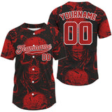 Maxcorners Custom Maroon Skull Creepy Baseball Jersey For Men Halloween Baseball Jersey For Newborns LM0409