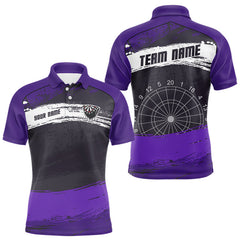 Maxcorners Custom Grunge Black And Purple Dripping Dartboard Dart Team Men Polo Shirt LM0210