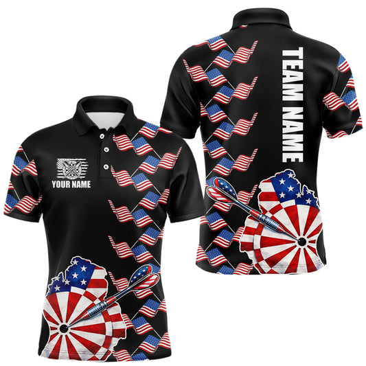 Maxcorners Custom American Flag Pattern Dartboard Darts Polo Shirts For Men Patriotic Darts Team Jerseys LM1904