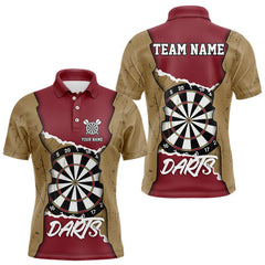 Maxcorners Custom Yellow&Red Grunge Style Darts Board Dart Shirts For Men, Dart Team Jerseys