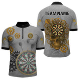 Maxcorners Steampunk Skull & Gold Dart Arrow Funny Darts Shirt For Men - Customizable Name LM0706