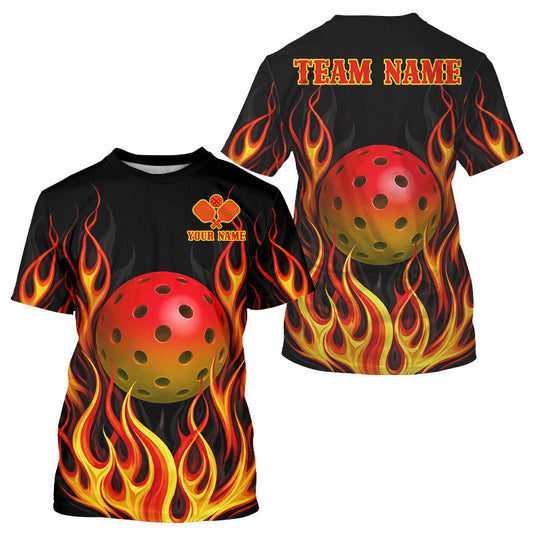 Maxcorners Red Flamingo Pickleball Ball T-Shirt Personalized Men's Pickleball Jersey, Pickleball Clothing LM0106
