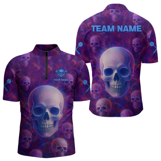 Maxcorners Colorful Lightning Skulls Pattern Darts Shirt For Men - Customizable Name & Team LM0706