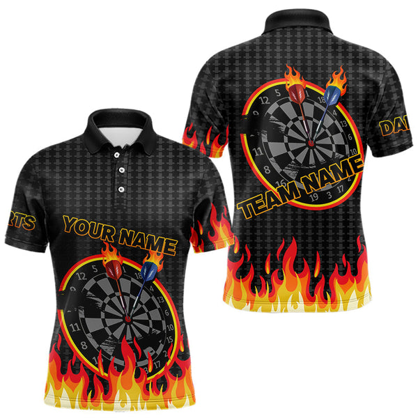 Maxcorners Fire Dart Arrows & Flaming Pattern Darts Shirt For Men - Customizable Name & Team