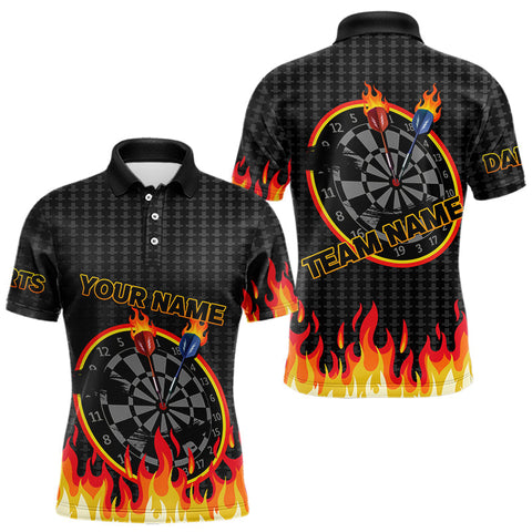 Maxcorners Fire Dart Arrows & Flaming Pattern Darts Shirt For Men - Customizable Name & Team