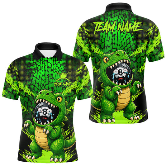 Maxcorners Custom Green Paint Alligator Funny 8-Ball Billiard Shirt for Men, Pool Team Jersey