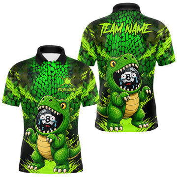 Maxcorners Custom Green Paint Alligator Funny 8 Ball Billiard Shirt For Men Billiard Pool Team Jersey LM0208