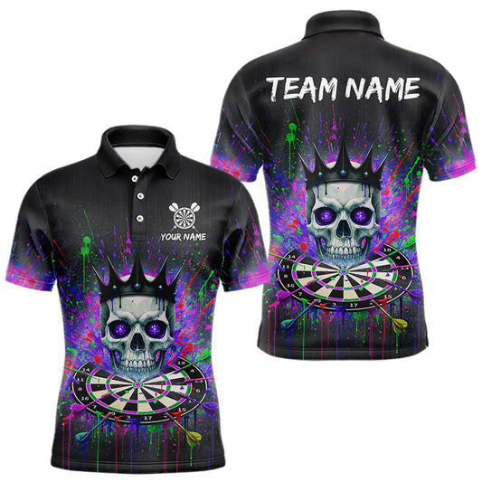 Maxcorners Grunge Pink Ribbon Dartboard Custom Breast Cancer Awareness Darts Polo Shirt For Men LM0611