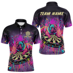 Maxcorners Funny Horror Cat Plays Dart Arrow Custom Darts Polo Shirt For Men, Dart Team Jerseys LM0611