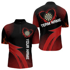 Maxcorners Darts Red Dripping Heart Halftone Pattern Custom Dart Shirt For Men, Dart Team Jerseys