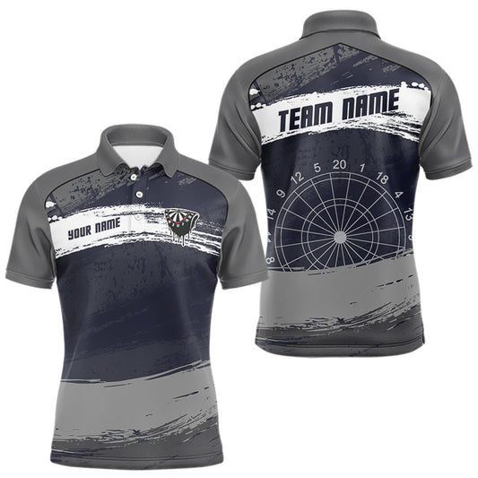 Maxcorners Grey Modern Grunge Dartboard Men's Darts Shirt - Custom Name For Dart Players LM1904