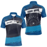 Maxcorners Blue Modern Grunge Dartboard Men's Darts Shirt - Custom Name For Dart Players MT1006