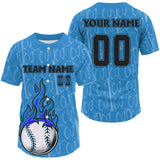 Maxcorners Flaming Ball Custom Baseball Jersey For Men Personalized Baseball Shirt With Name Number LM2608