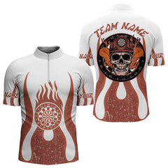 Maxcorners Skull Firefighter Orange-White Custom Flame Dart Shirt For Men, Dart Team Jerseys